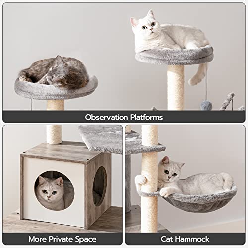 All-in-One Cat Tree Furniture with Litter Box Enclosure