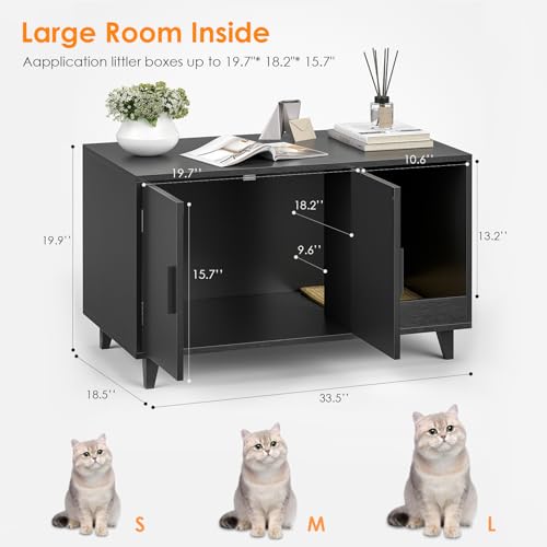 AMEASY Modern Cat Litter Box Furniture with Scratching Pad