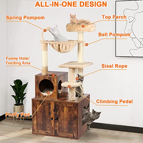 Timberer Cat Tree with Litter Box Enclosure