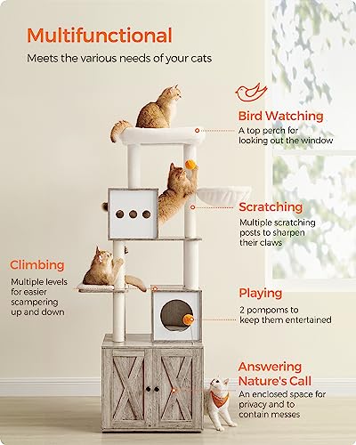 Feandrea 2-in-1 Cat Tree with Litter Box