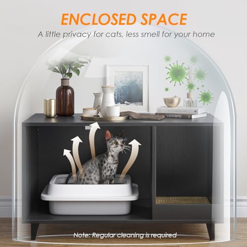 AMEASY Modern Cat Litter Box Furniture with Scratching Pad