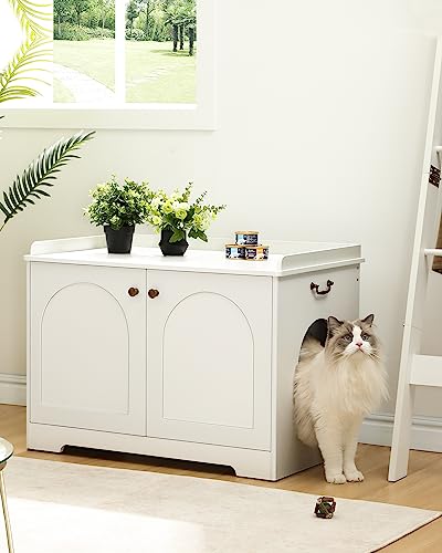 Hzuaneri Wooden Cat Litter Box Enclosure, White