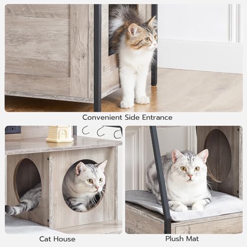 Hoobro Tall Cat Litter Box Furniture with Shelves