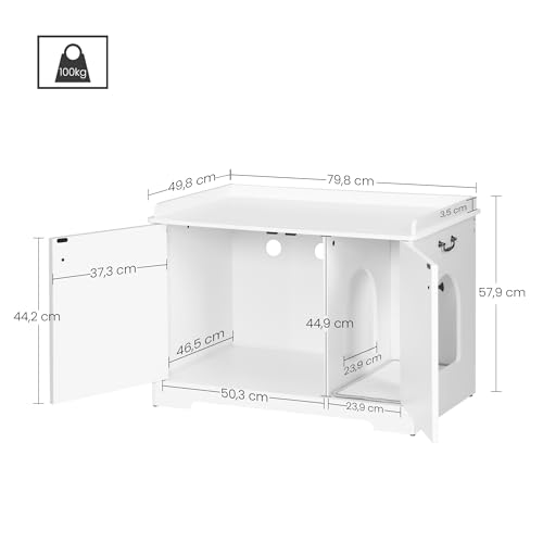Hzuaneri Wooden Cat Litter Box Enclosure, White