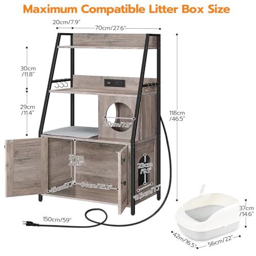 Hoobro Tall Cat Litter Box Furniture with Shelves
