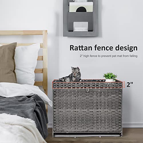 Handwoven Rattan Cat House with Hidden Litter Box