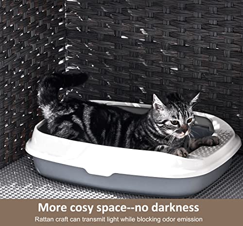 Handwoven Rattan Cat House with Hidden Litter Box