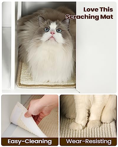 Hzuaneri Wooden Cat Litter Box Enclosure, White