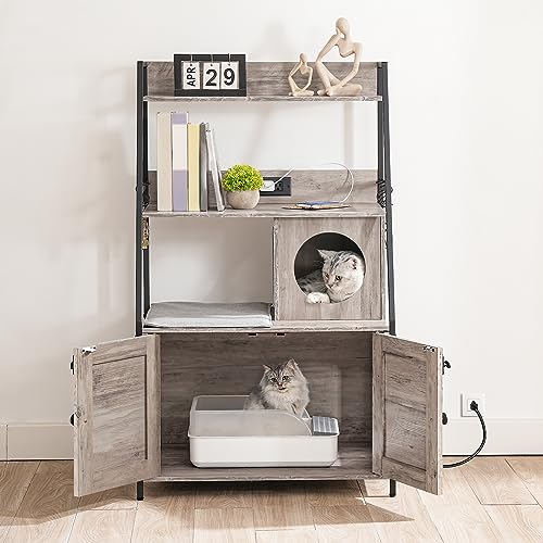 Hoobro Tall Cat Litter Box Furniture with Shelves