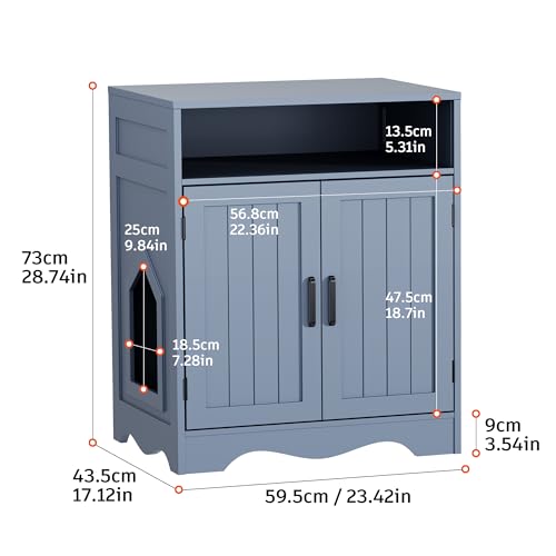 Modern Gray Wooden Cat Litter Box Enclosure Cabinet