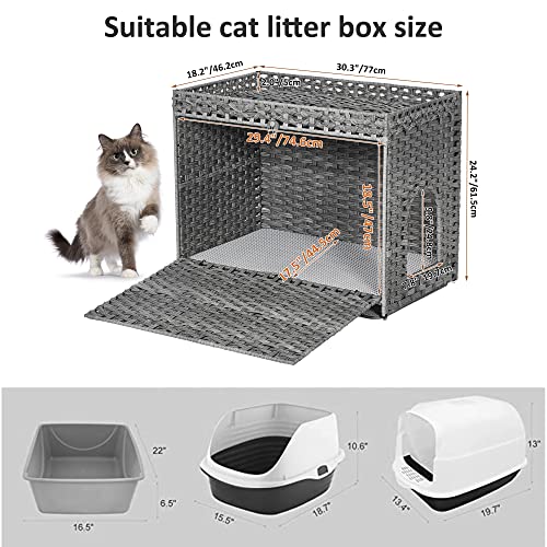 Handwoven Rattan Cat House with Hidden Litter Box