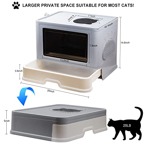 Foldable Large Top Entry Cat Litter Box with Lid