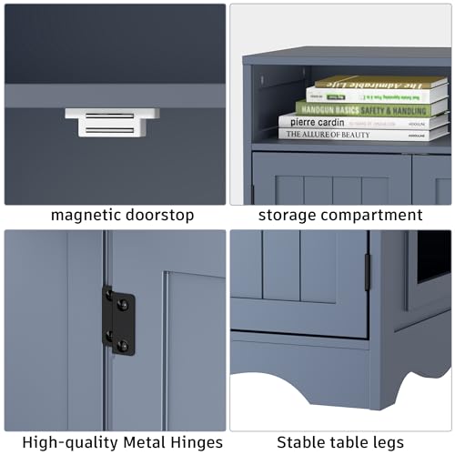 Modern Gray Wooden Cat Litter Box Enclosure Cabinet