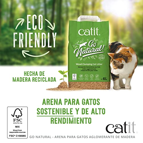 Catit Natural Wood Clumping Cat Litter, Tan, 15L