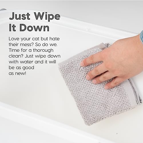 IRIS USA Square Top Entry Cat Litter Box, Large White/Gray