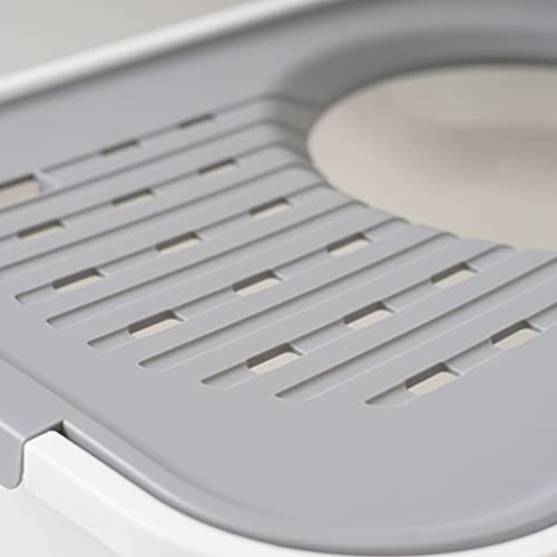 IRIS USA Square Top Entry Cat Litter Box, Large White/Gray