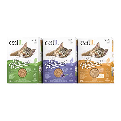 Catit Natural Wood Clumping Cat Litter, Tan, 15L