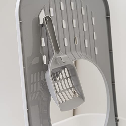 IRIS USA Square Top Entry Cat Litter Box, Large White/Gray