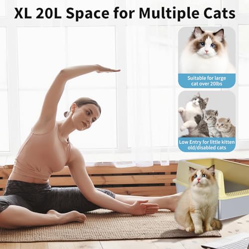20L Stainless Steel Cat Litter Box for Big Cats