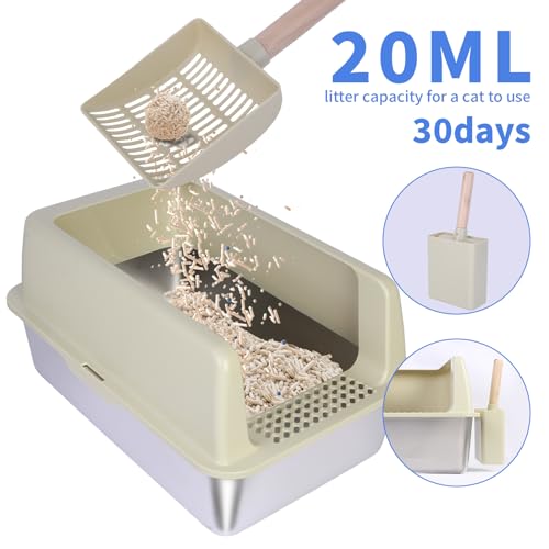 20L Stainless Steel Cat Litter Box for Big Cats