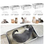 Stainless Steel High-Sided Cat Litter Box - Odorless