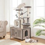 All-in-One Cat Tree Furniture with Litter Box Enclosure