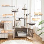All-in-One Cat Tree Furniture with Litter Box Enclosure
