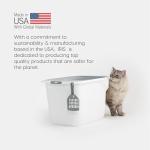 IRIS USA Square Top Entry Cat Litter Box, Large White/Gray