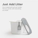 IRIS USA Square Top Entry Cat Litter Box, Large White/Gray
