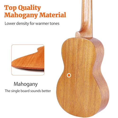 Beginner's Soprano Ukulele - Solid Mahogany 21" with Gig Bag