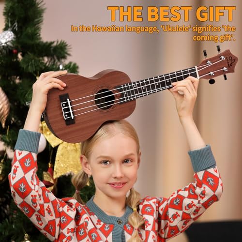 21-Inch Sapele Soprano Ukulele Kit for Beginners/Kids/Students