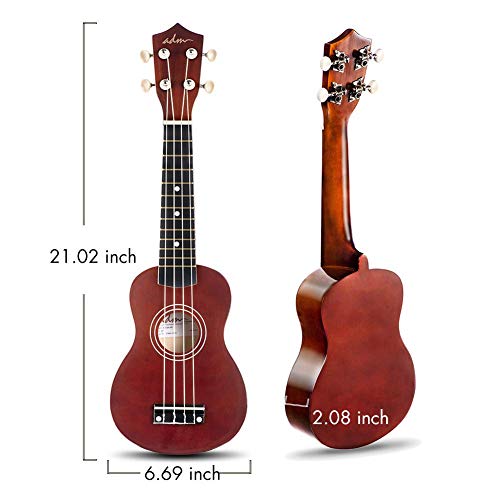 ADM Soprano Ukulele Beginner Kit 21" Hawaiian Wood Brown