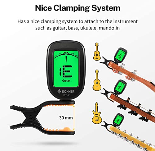 Donner Clip-on Tuner for Ukulele, Guitar, Violin