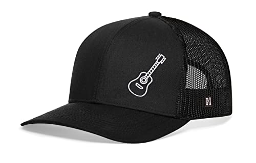 HAKA Acoustic Guitar Embroidered Trucker Hat - Black