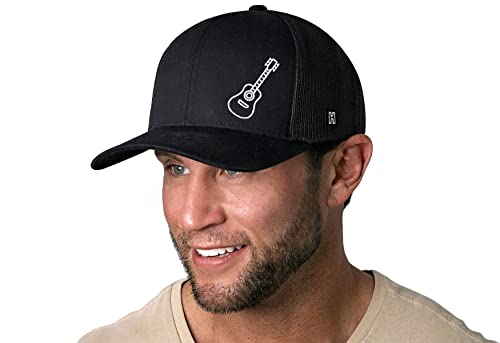 HAKA Acoustic Guitar Embroidered Trucker Hat - Black