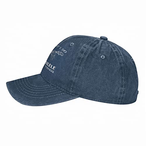 Ukulele Player Novelty Baseball Cap Adjustable Navy Blue