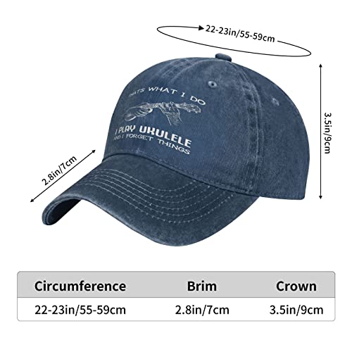 Ukulele Player Novelty Baseball Cap Adjustable Navy Blue
