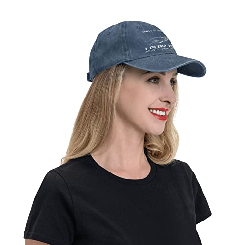 Ukulele Player Novelty Baseball Cap Adjustable Navy Blue