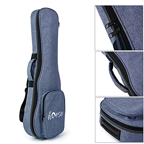 Black Concert Ukulele Case with Blue Storage Bag