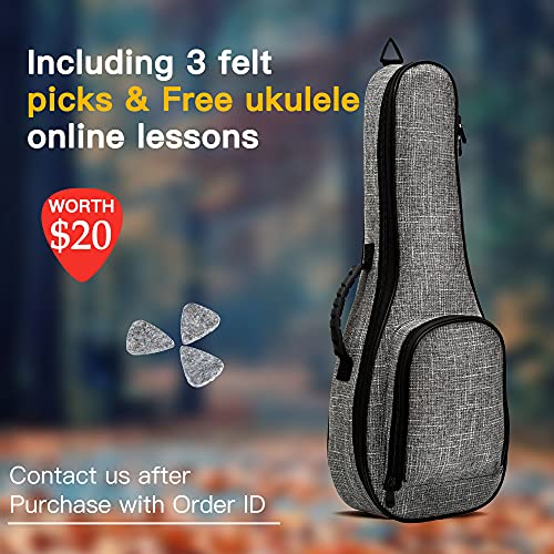 Grey Concert Ukulele Case with 0.5 Inch Padding
