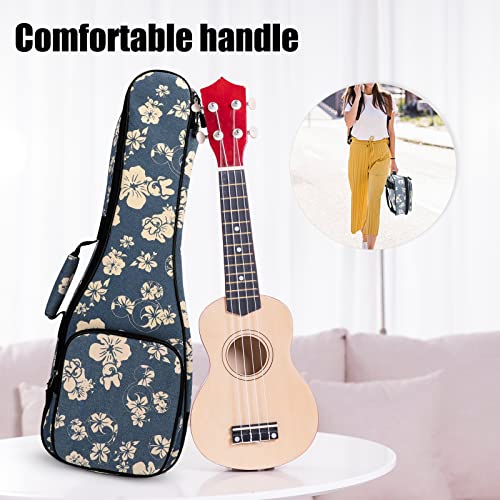 MUINS Ukulele Bag, Thicker Padding, Blue Flower