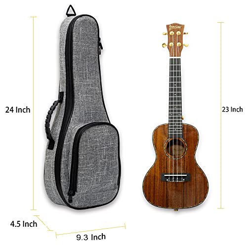Grey Concert Ukulele Case with 0.5 Inch Padding