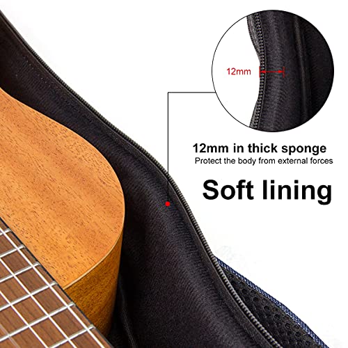 Black Concert Ukulele Case with Blue Storage Bag