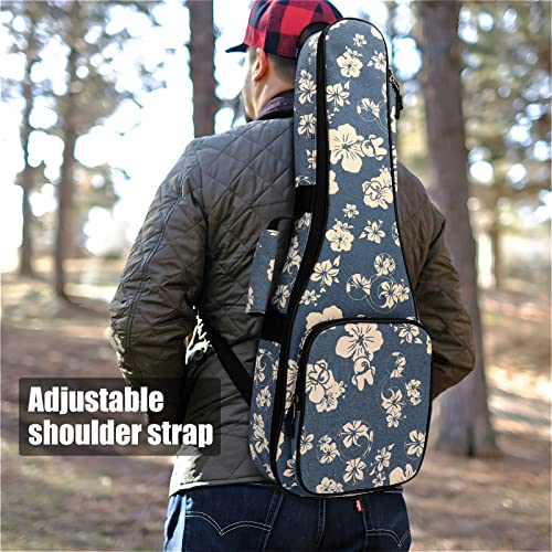 MUINS Ukulele Bag, Thicker Padding, Blue Flower