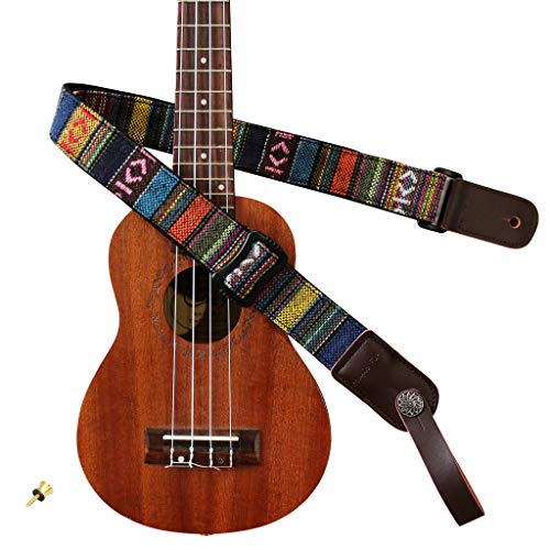 Classic Country Style Ukulele Shoulder Strap With Leather Locker