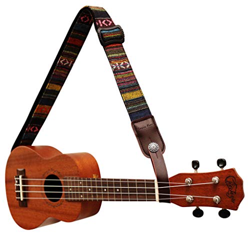 Classic Country Style Ukulele Shoulder Strap With Leather Locker