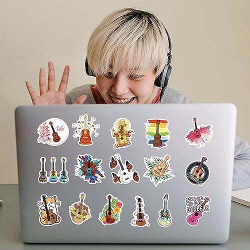 61Pcs Ukulele Stickers Pack for Water Bottle, Laptop