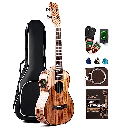 Caramel Zebrawood High Gloss Electric Tenor Ukulele Kit