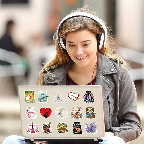 61Pcs Ukulele Stickers Pack for Water Bottle, Laptop