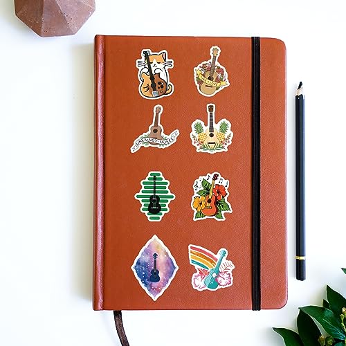 61Pcs Ukulele Stickers Pack for Water Bottle, Laptop